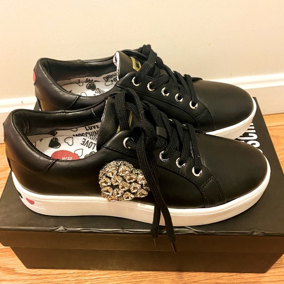 Love Moschino Embellished Heart Sneakers (Black, US8/EU38) - Picture 2 of 5
